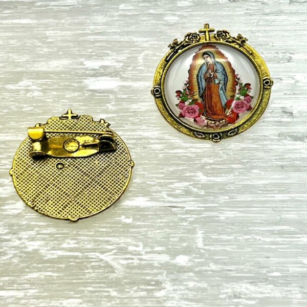 Vintage religious pins/brooches: Virgin of Guadalupe